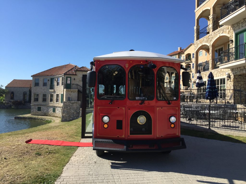 Trolley Bus Dallas Red Ft. Worth Wedding